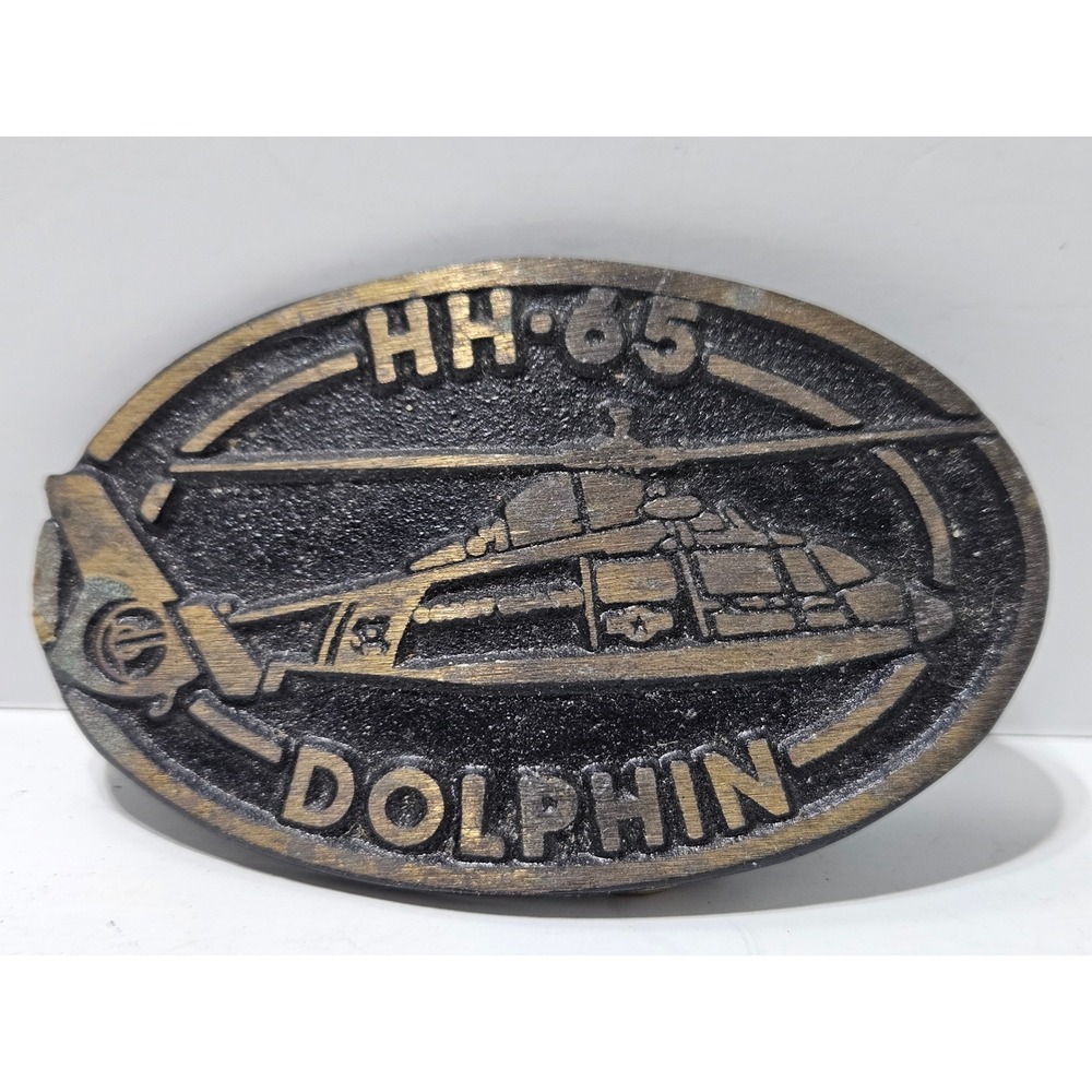 HH-65 Dolphin Helicopter Belt Buckle DynaBuckle Provo Utah Solid Brass
